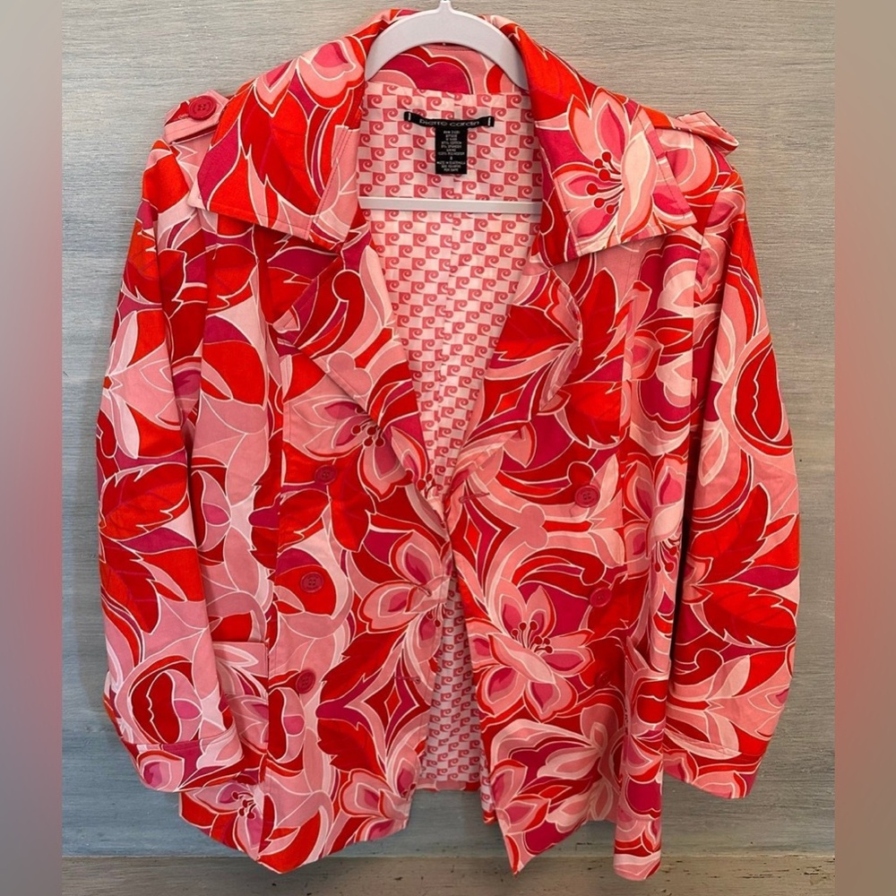 Vintage Pierre‎ Cardin Blazer Coat Jacket Colorful Floral Print Mod Like New